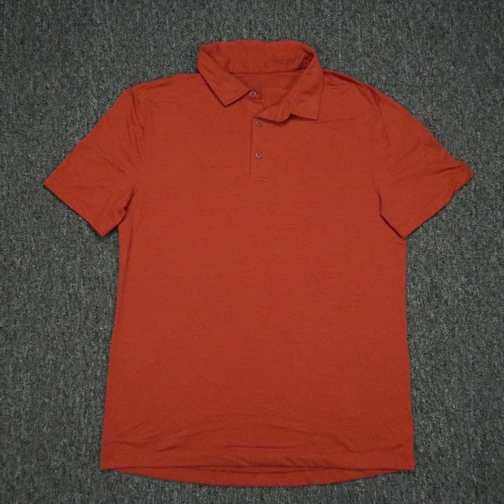Lululemon Shirt Mens Small Red Orange Evolution‎ Polo Lightweight Slim
